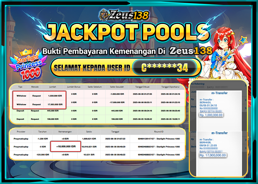 ZEUS138 STARLIGHT PRINCES   Rp.18.000.000,- 